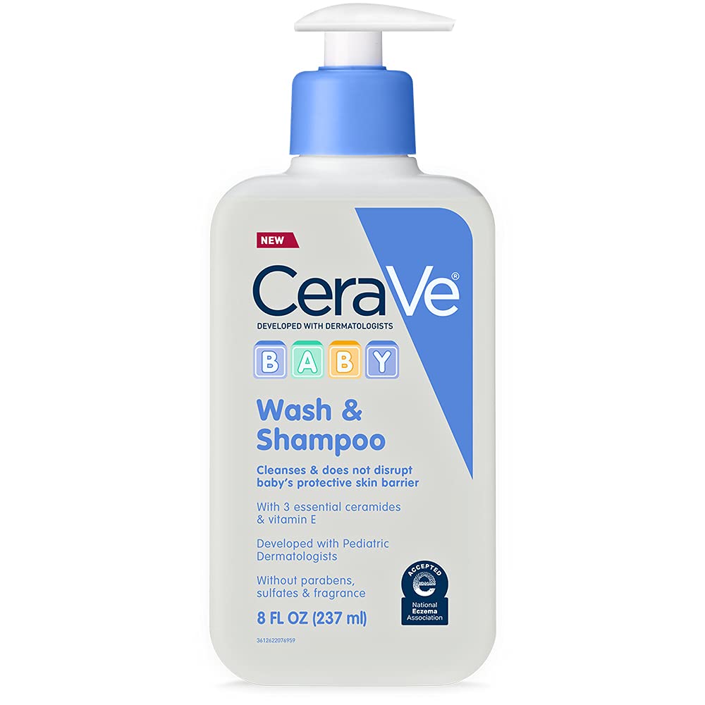 CeraVe Baby Wash & Shampoo | Fragrance Paraben & Sulfate Free Shampoo for Tear-Free Baby Bath Time | 8 Ounce