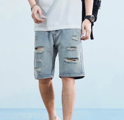 Korean Slim Fit Summer Jeans Shorts with Big Holes
