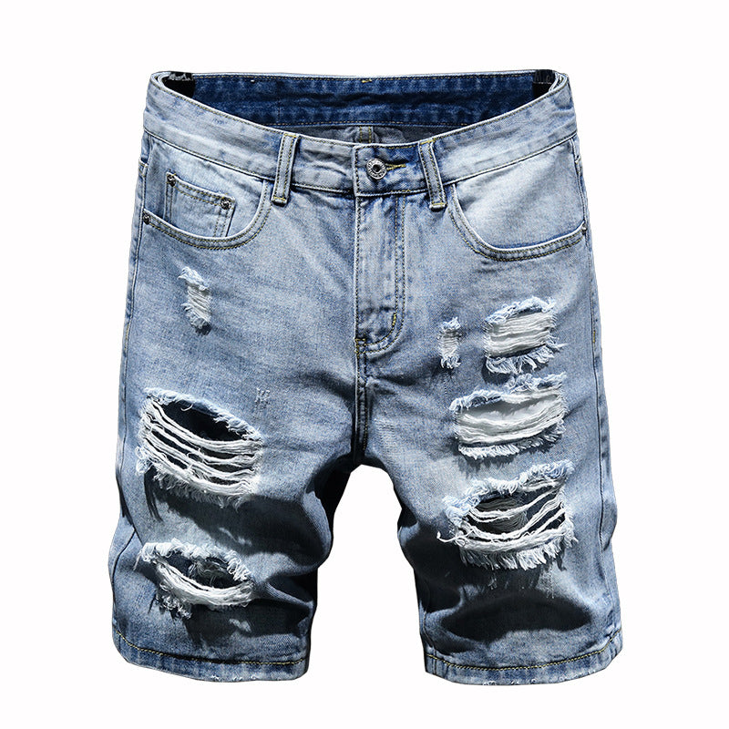Korean Slim Fit Summer Jeans Shorts with Big Holes