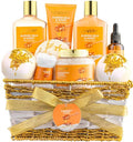 Cesta de Regalos para Mujeres - Set de Belleza y Cuidado Personal de Leche de Almendra y Miel de 10 Piezas - Paquete de Baño en Casa para Relajación - Kit de Spa para Autocuidado - Gracias Cumpleaños Mamá Aniversario